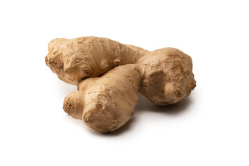 Ginger root isolated on white background.