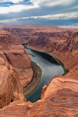 Page, AZ. USA - August 24, 2022: The Horseshoe Bend at Glen Canyon National Recreation Area                  