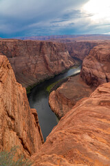Fototapeta na wymiar Page, AZ. USA - August 24, 2022: The Horseshoe Bend at Glen Canyon National Recreation Area 
