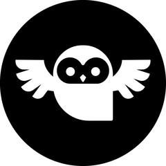 Owl circle black icon