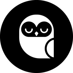 Owl circle black icon