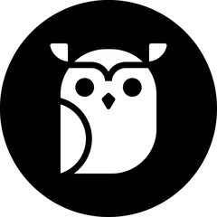 Owl circle black icon