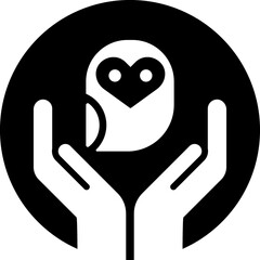 Obraz premium Owl circle black icon