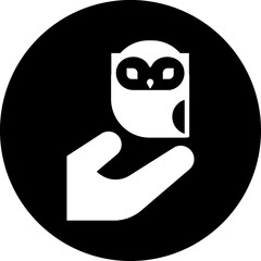 Owl circle black icon