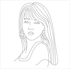 Line portrait of a woman. Vector silhouette