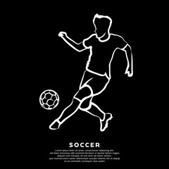 Fototapeta na wymiar Line drawing of a professional soccer player. Vector illustration