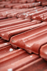 Tiled roof pattern textured background.