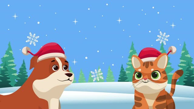 little pets celebrating christmas animation