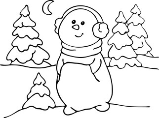 Snowman with headphones