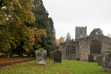 Church of St Andrew in Grinton, on a wet day in October, North Yorkshire England,  United Kingdom