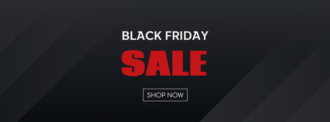 Black Friday Sale banner. Shop now. Abstract vector long dark minimal background for facebook cover, discount flyer design