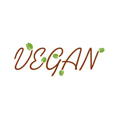 Vegan diet logo with leaf icon isolated on white background