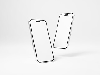 iPhone 14 pro max Smartphone mockup. Smartphone 3d model. Phones on the front side. 3D rendered Illustration.