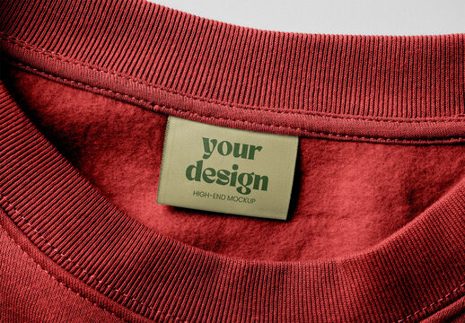 Close-up of a Fabric Label Mockup on a T Shirt