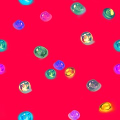 夢かわいいロリポップカラフルなガラス玉と宝石のシームレスパターン正方形イラスト