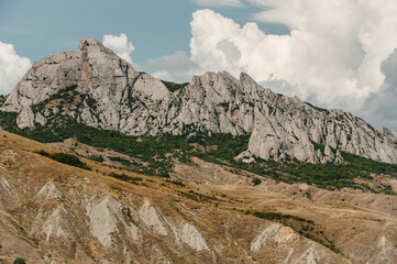 A view of the mountains in the city of Alushta in Crimea.