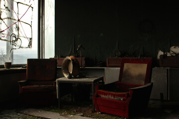 Lost Place, old House, abandoned Hotel with Seats 