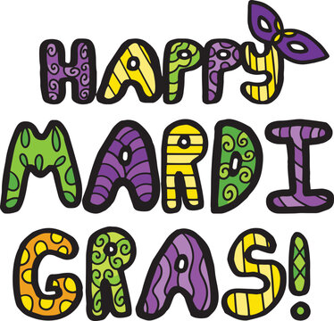 Happy Mardi Gras Cartoon Colored Clipart 