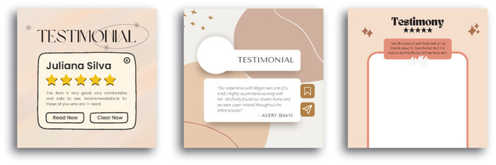 Modern and creative client testimonial social media post design. Customer service feedback review social media post or web banner with color variation template - obrazy, fototapety, plakaty
