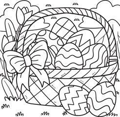 Easter Eggs Basket Coloring Page for Kids