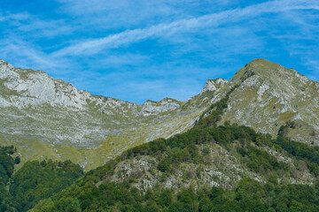 Naklejka na ściany i meble The Mountains near the Ars waterfall in the Ariège department in France, Pyrenees.