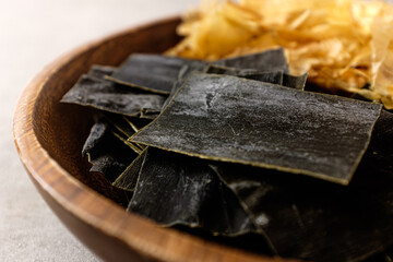 dried kelp cut into squares