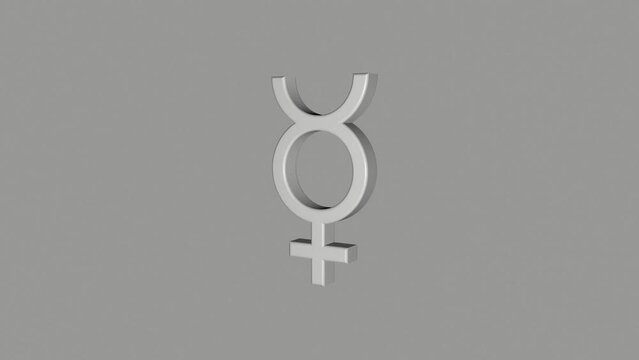 Rotating hermaphrodite gender symbol on gray background