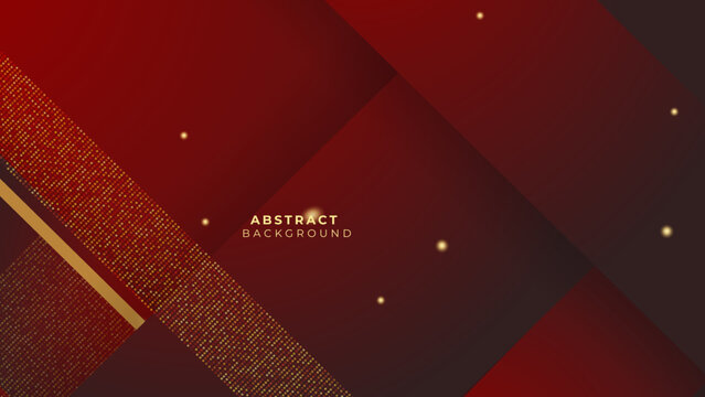 Elegant Red And Gold Background With Overlap Layer.