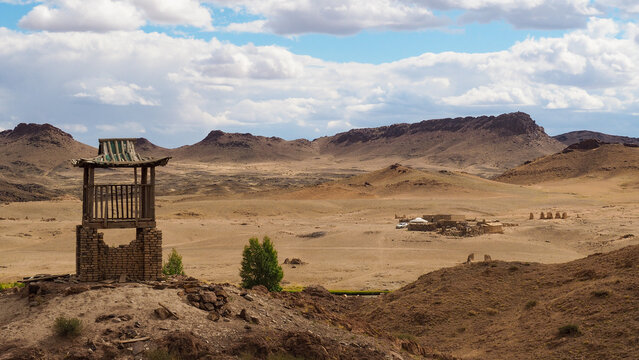 View from Ongi monastery in Mongolia