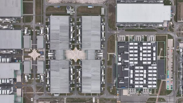 Datacenter building complex computing center in Hollands Kroon. Data technology ICT equipment building housing like servers. Building facility communication tech.