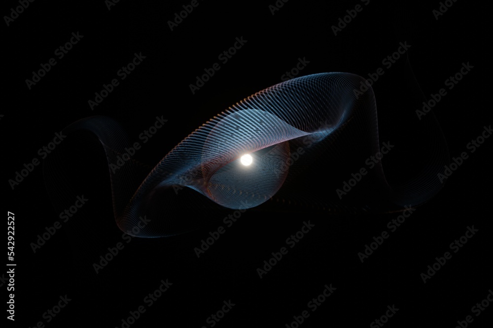 Poster Beautiful Geometric colorful abstract image in spiral. Starburst dynamic wave. 3d rendering illustration Background pattern for design.