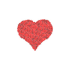 Plakat Red heart background. Vector pebble texture. Heart stones mosaic.