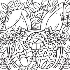 Easter Eggs Bunny Headband Coloring Page for Kids
