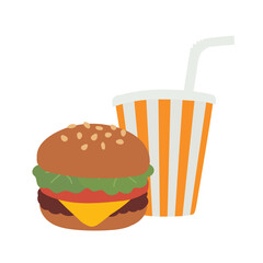ハンバーガーとドリンク