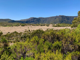 Paysage montagneux sur l'île de la Réunion, sentier du GRR2