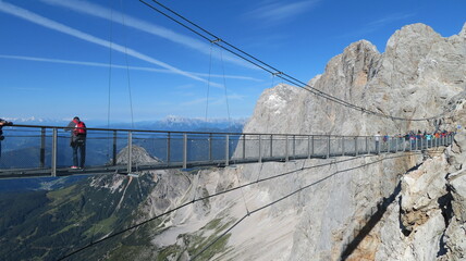 Dachstein, góry, Austria, most wiszący - obrazy, fototapety, plakaty