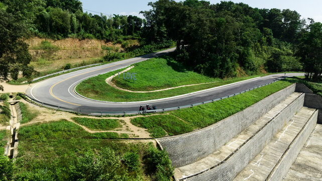 ROAD No.1081 Of U-shape Curve Location, Check-in And Take Photos Of Tourists  Nan Province, Thailand..