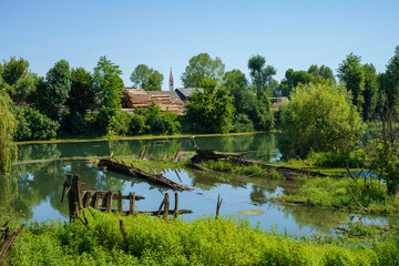 Landscape along the cycleway of Sile river near Treviso