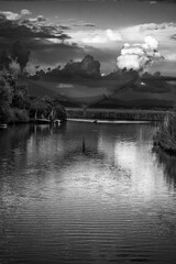 Towards the sunset. Marano Lagoon in Black and White