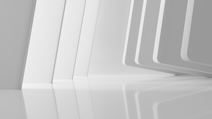 White futuristic minimalistic space. Modern style abstract 3d rendered background.