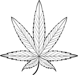 Leaf silhouette. Hemp line illustration