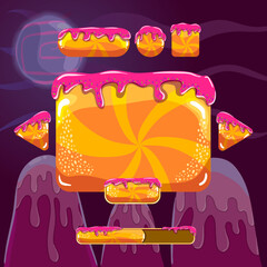 Sweet vector cartoon user interface games with buttons
