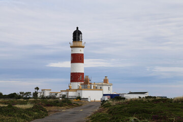 Fototapeta na wymiar Point of Ayre lighthouse on the northern coast of the Isle of Man.