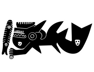 Geoglyph of The Killer Whale from Palpa, Palpa lines, Peru