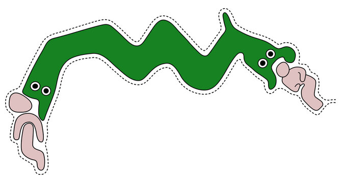 Two-headed snake devouring two humanoid figure, geoglyph the snake from Nazca, Nazca lines, Peru