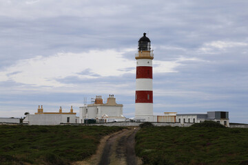 Fototapeta na wymiar Point of Ayre lighthouse on the northern coast of the Isle of Man.