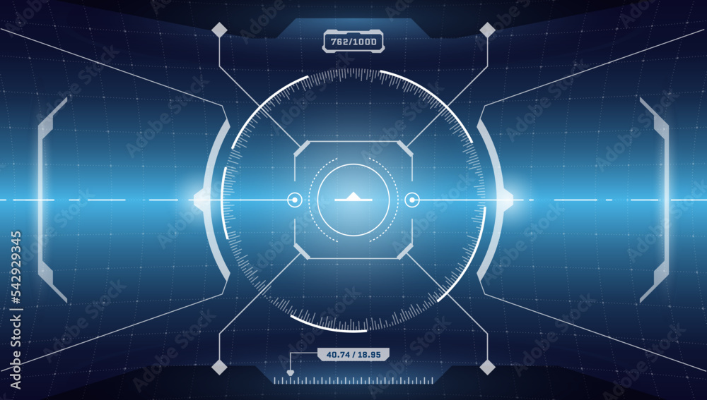 Poster vr hud digital futuristic interface cyberpunk screen. sci-fi virtual technology head up display circ