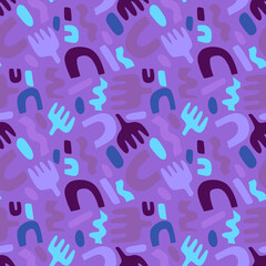 Endless abstract pattern in neon colors with geometric motifs.