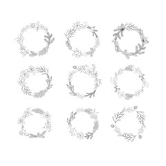 Set of Christmas Wreaths. Decorative Winter Frame. Vector.
