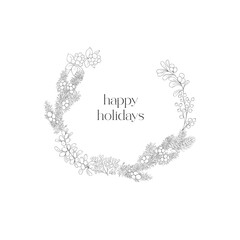 Christmas Wreath and Frame. Vector Illustration.